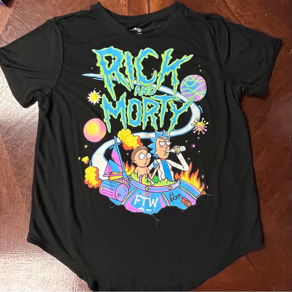 Women’s 2XL Rick & Morty Black Graphic Tee Shirt
